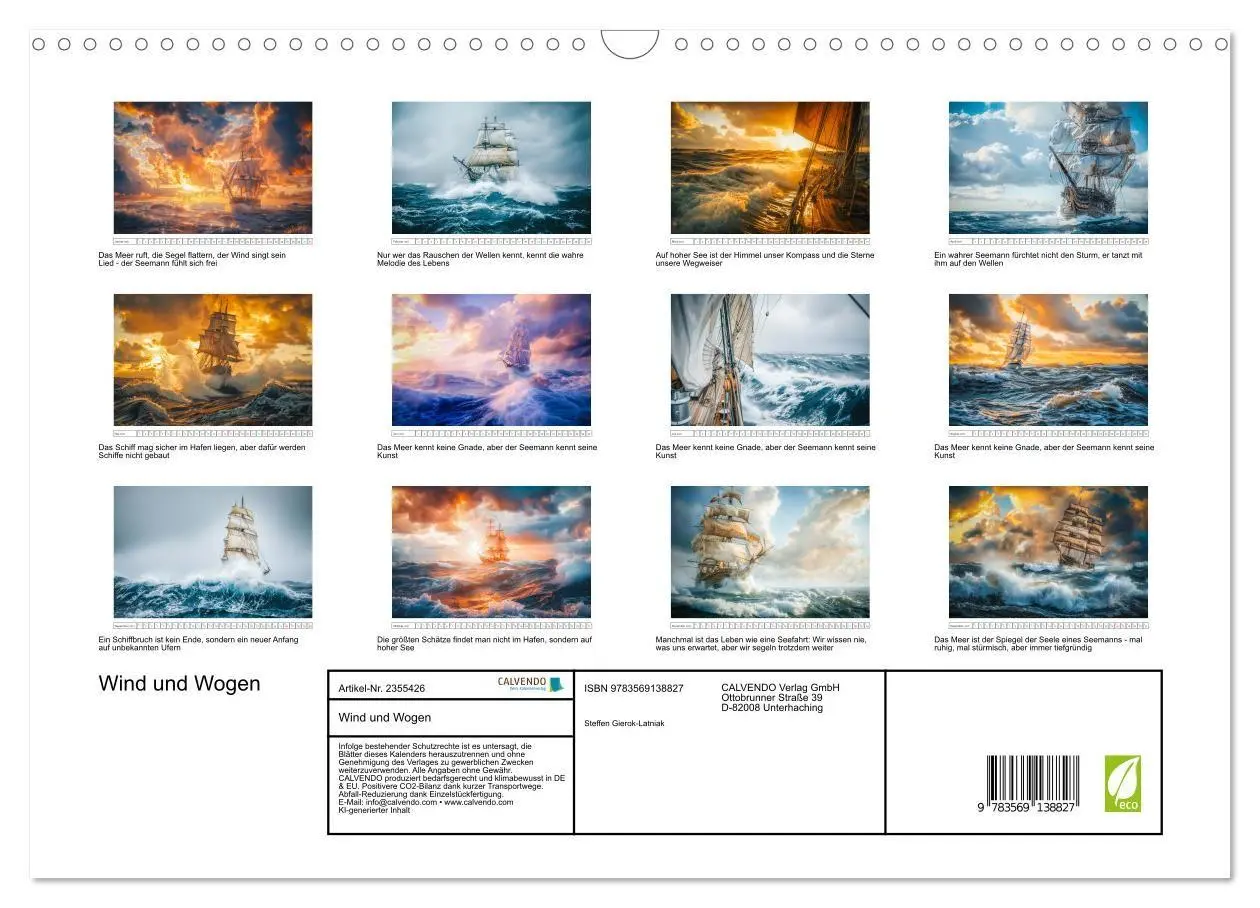 Bild: 9783569138827 | Wind und Wogen (Wandkalender 2027 DIN A3 quer), CALVENDO...