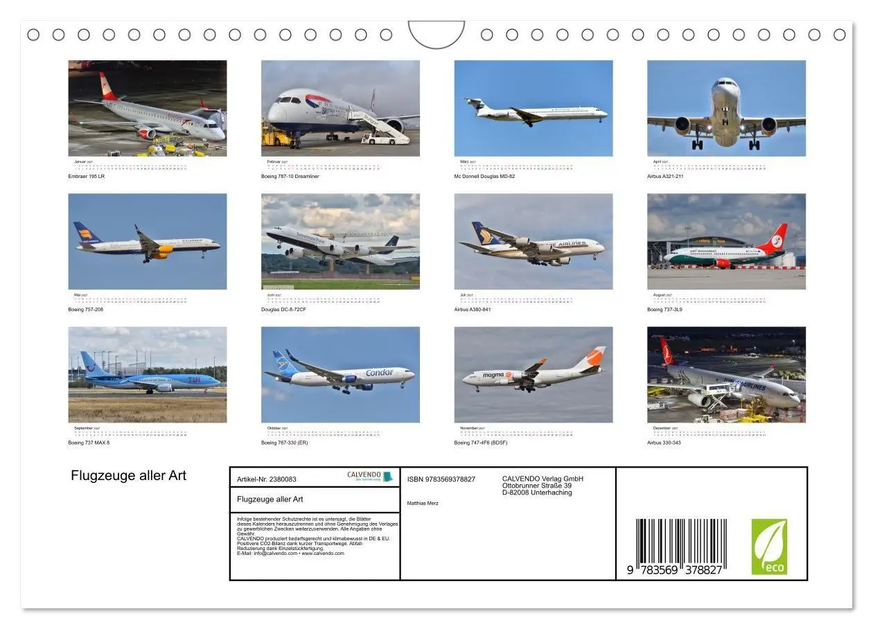 Bild: 9783569378827 | Flugzeuge aller Art (Wandkalender 2027 DIN A4 quer), CALVENDO...