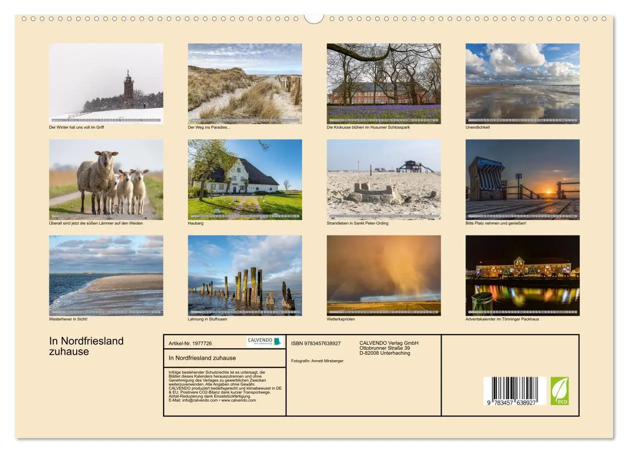 Bild: 9783457638927 | In Nordfriesland zuhause (Wandkalender 2026 DIN A2 quer), CALVENDO...