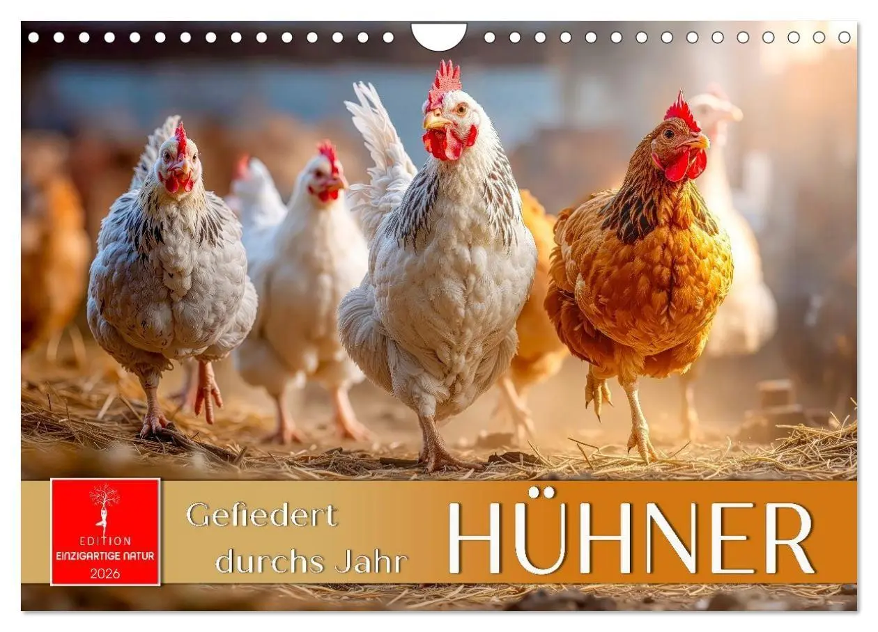 Cover: 9783516658927 | Hühner - gefiedert durchs Jahr (Wandkalender 2026 DIN A4 quer),...