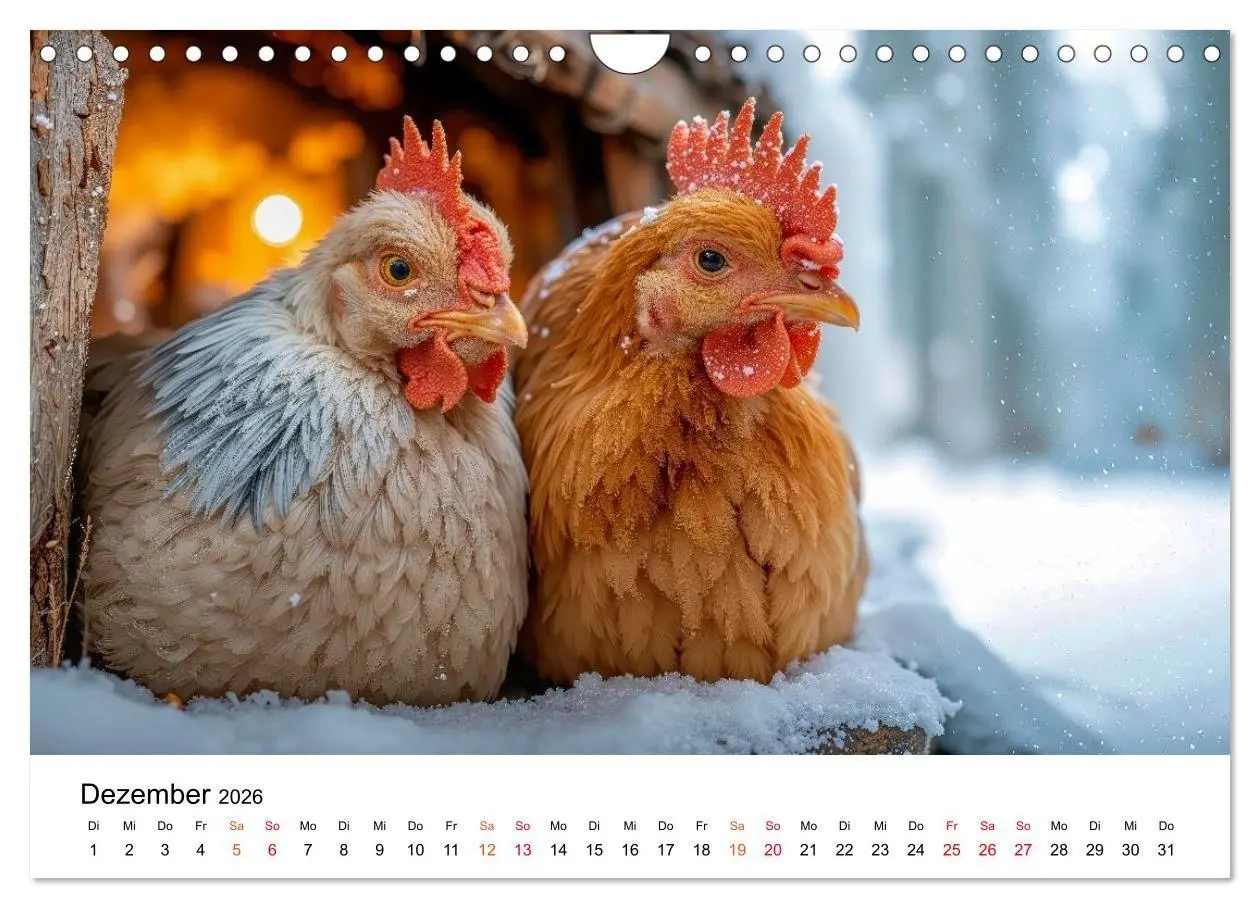 Bild: 9783516658927 | Hühner - gefiedert durchs Jahr (Wandkalender 2026 DIN A4 quer),...