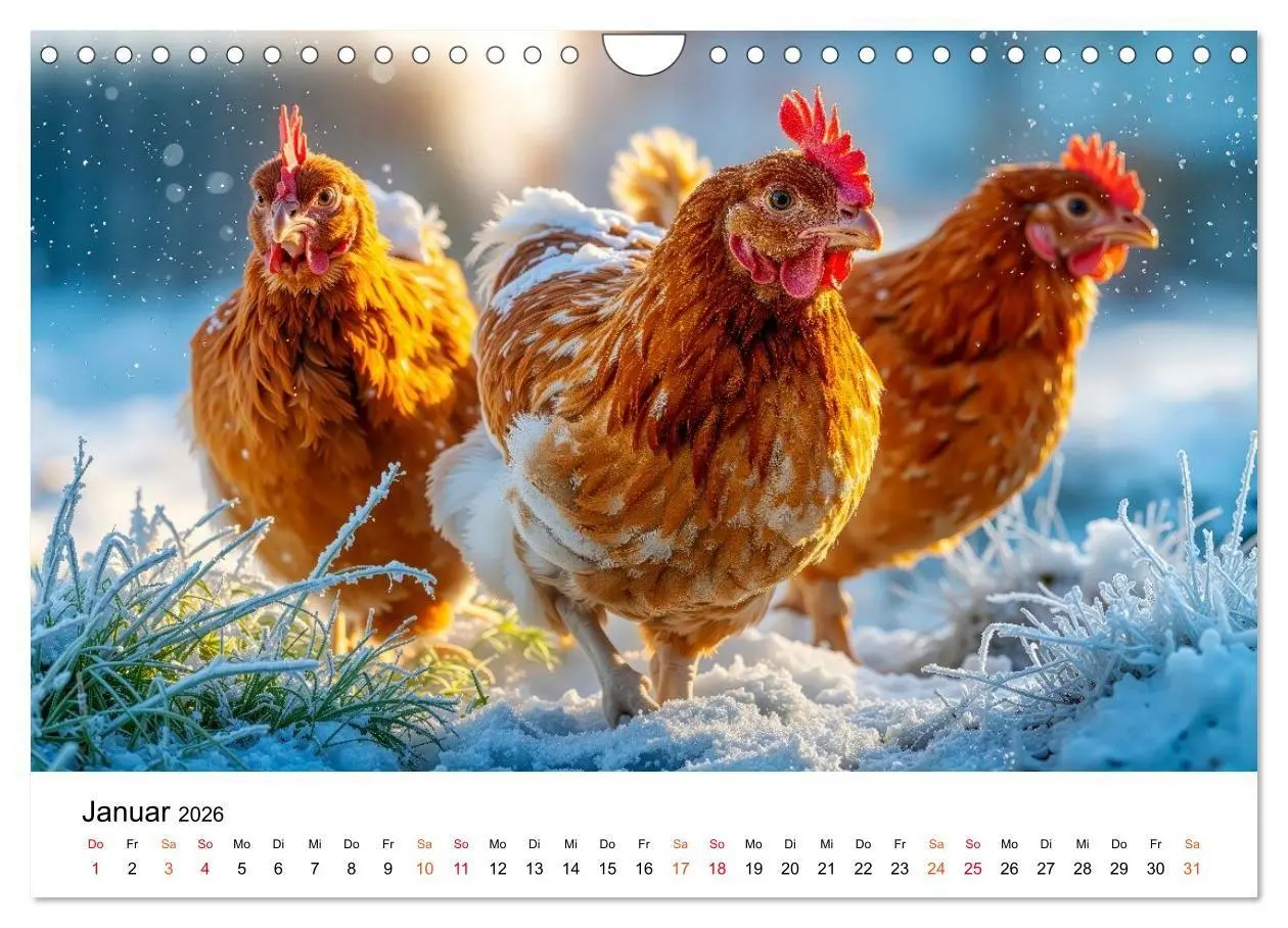 Bild: 9783516658927 | Hühner - gefiedert durchs Jahr (Wandkalender 2026 DIN A4 quer),...