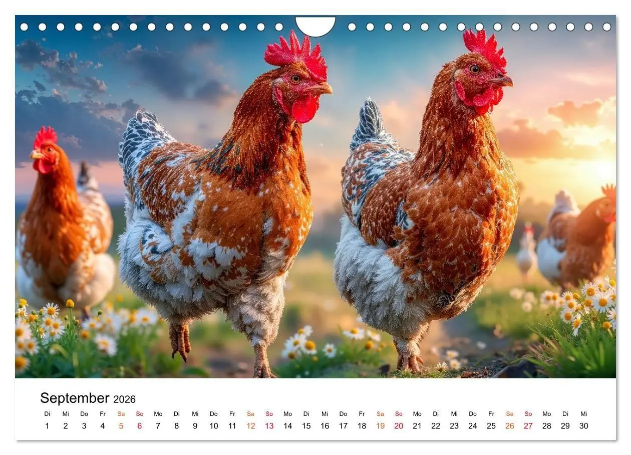 Bild: 9783516658927 | Hühner - gefiedert durchs Jahr (Wandkalender 2026 DIN A4 quer),...