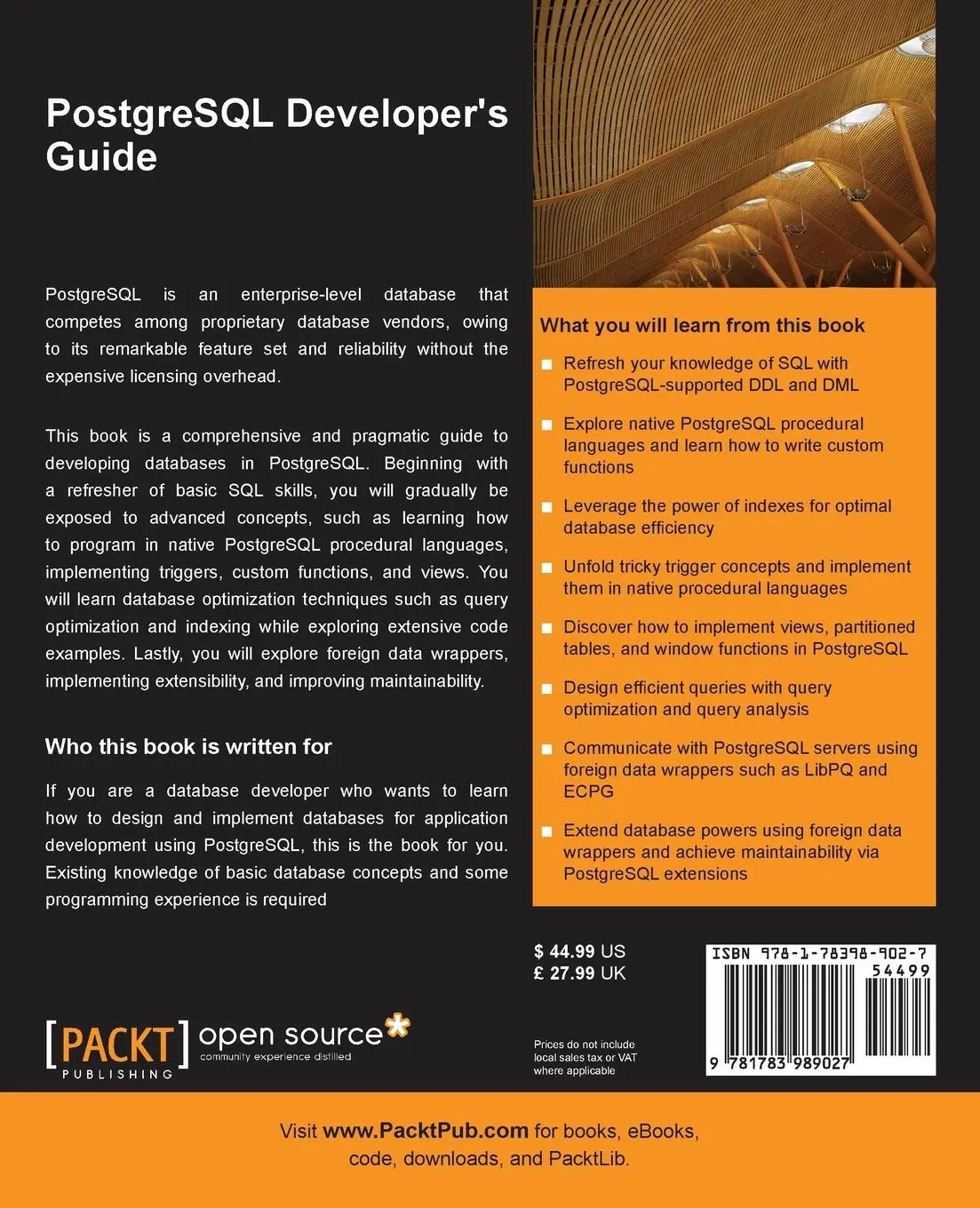Rückseite: 9781783989027 | PostgreSQL Developer's Guide | Ibrar Ahmed (u. a.) | Taschenbuch