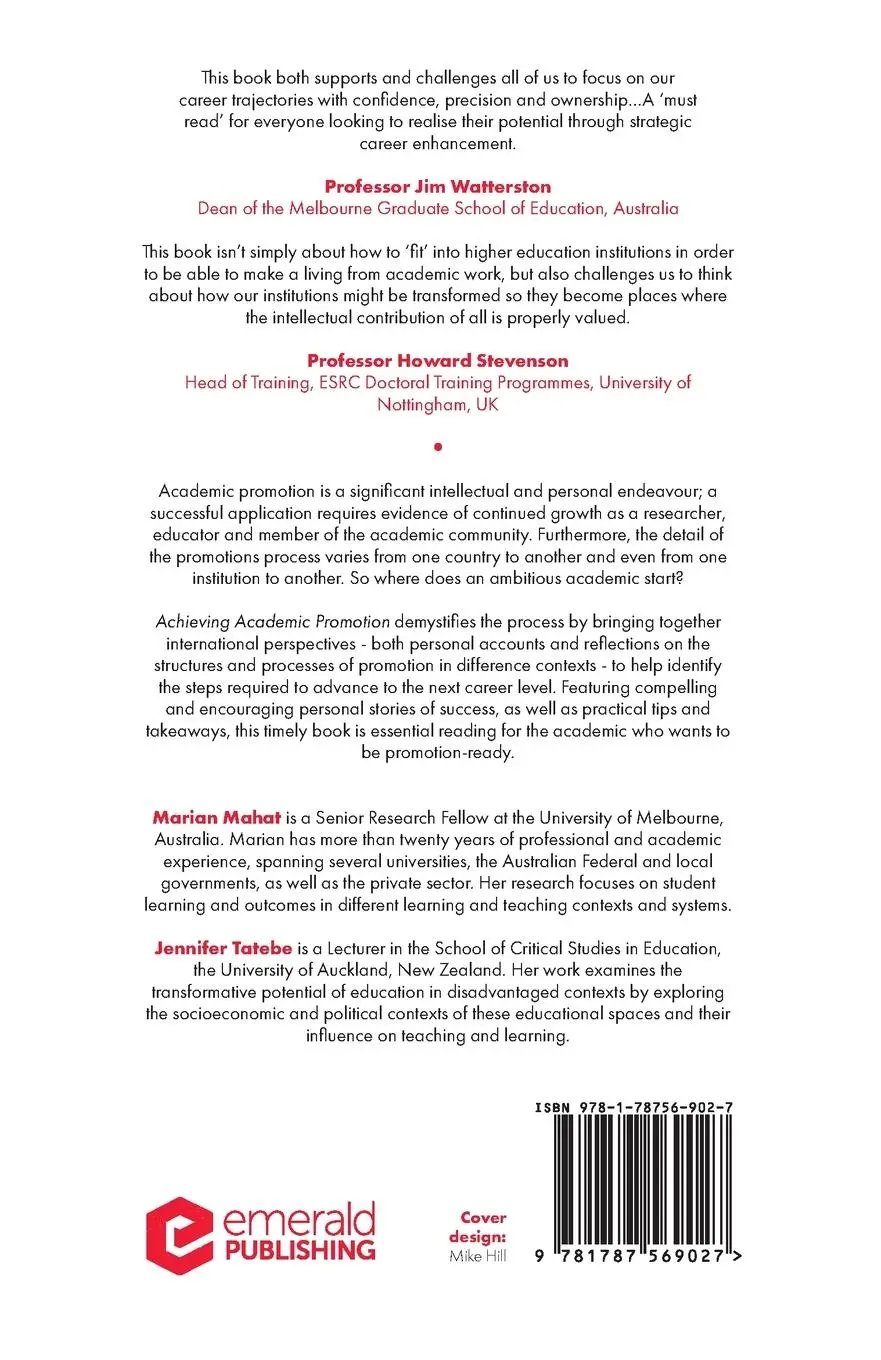 Rückseite: 9781787569027 | Achieving Academic Promotion | Marian Mahat (u. a.) | Taschenbuch