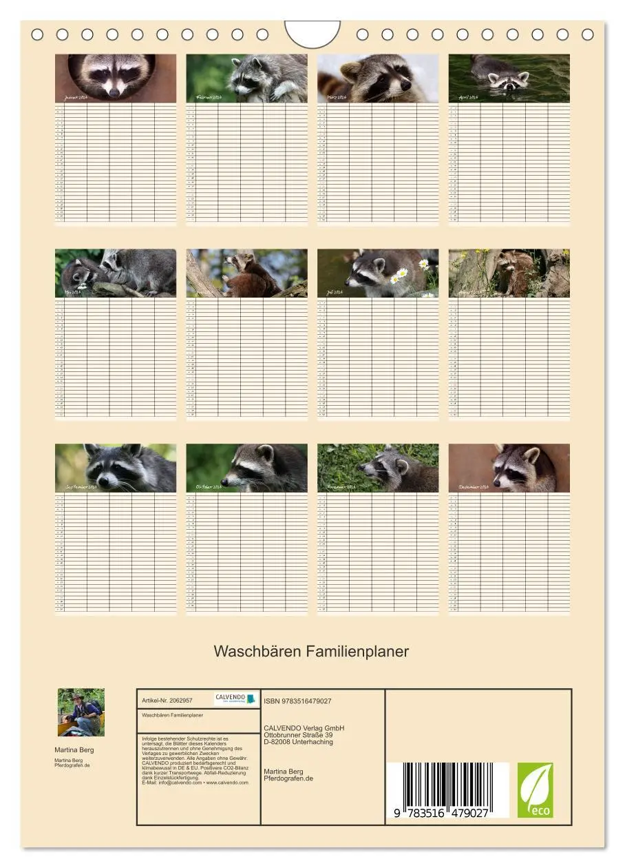 Bild: 9783516479027 | Waschbären Familienplaner (Wandkalender 2026 DIN A4 hoch), CALVENDO...