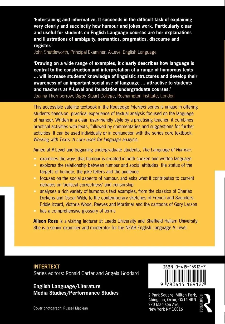 Rückseite: 9780415169127 | The Language of Humour | Alison Ross | Taschenbuch | Englisch | 1998