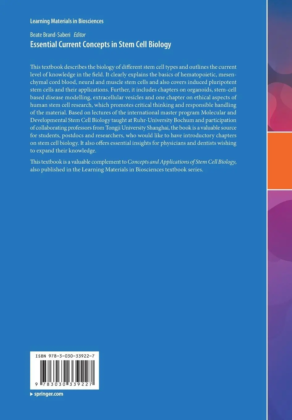 Rückseite: 9783030339227 | Essential Current Concepts in Stem Cell Biology | Beate Brand-Saberi