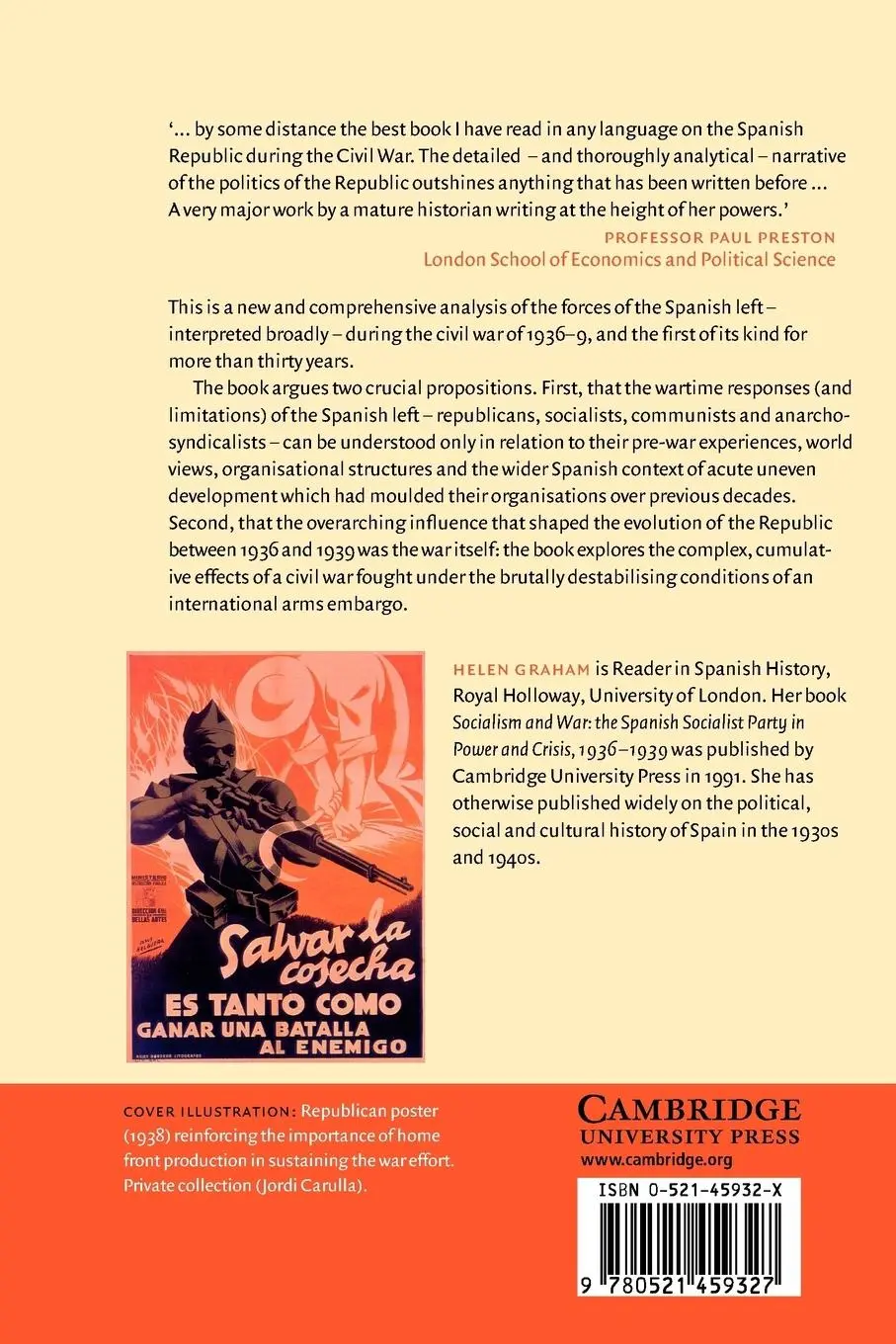 Rückseite: 9780521459327 | The Spanish Republic at War 1936 1939 | Helen Graham | Taschenbuch