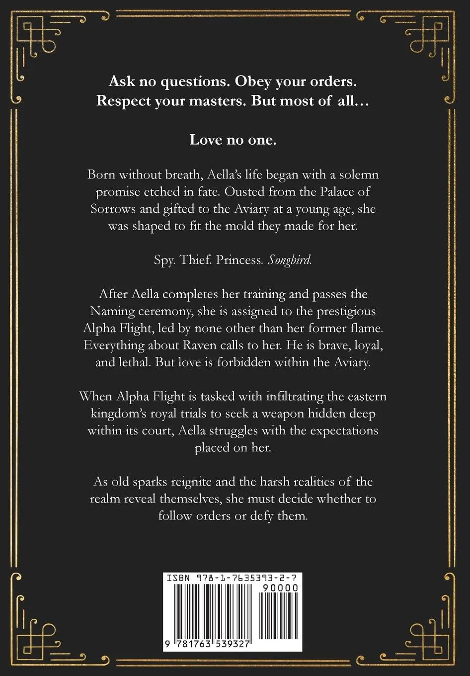 Rückseite: 9781763539327 | Songbird of the Sorrows | An epic romantic fantasy | Braidee Otto