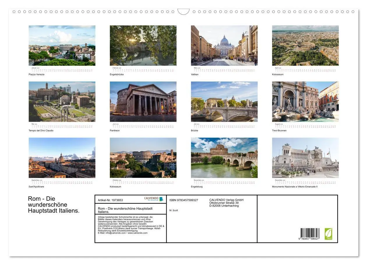 Bild: 9783457599327 | Rom - Die wunderschöne Hauptstadt Italiens. (Wandkalender 2026 DIN...