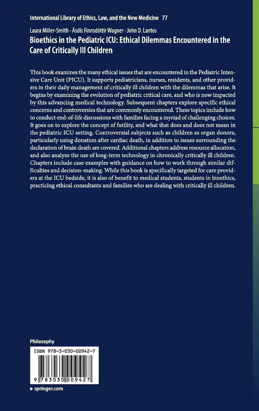 Rückseite: 9783030009427 | Bioethics in the Pediatric ICU: Ethical Dilemmas Encountered in the...