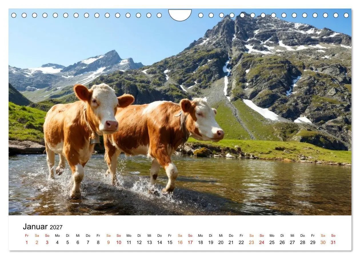 Bild: 9783516819427 | Bergkühe auf der Alm - Natur pur (Wandkalender 2027 DIN A4 quer),...