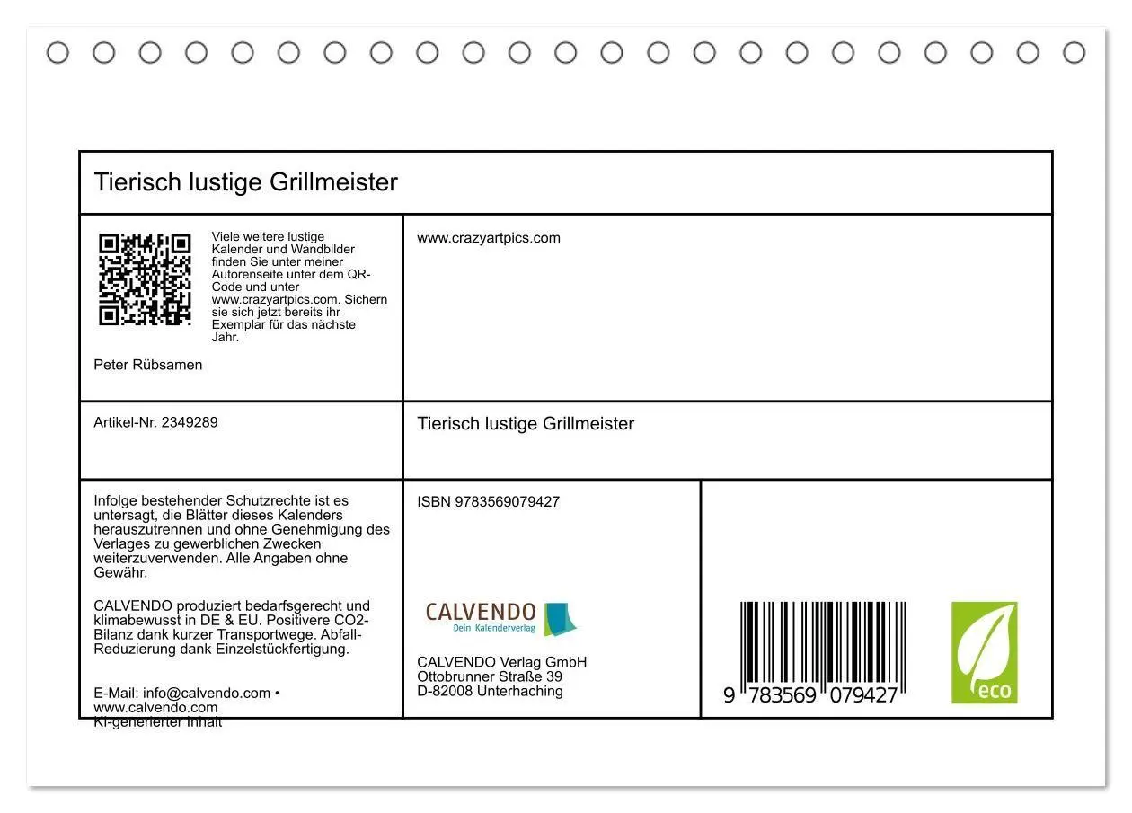 Bild: 9783569079427 | Tierisch lustige Grillmeister (Tischkalender 2027 DIN A5 quer),...