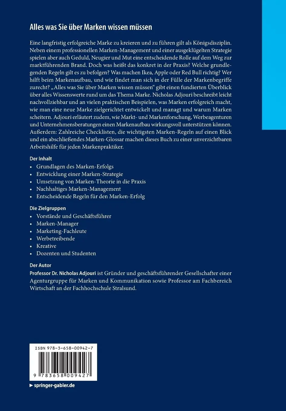 Rückseite: 9783658009427 | Alles was Sie über Marken wissen müssen | Nicholas Adjouri | Buch
