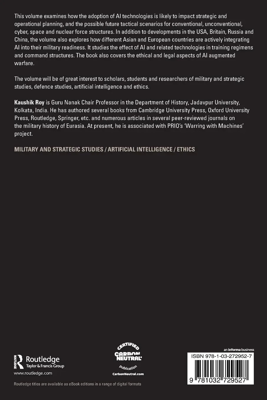 Rückseite: 9781032729527 | Artificial Intelligence, Ethics and the Future of Warfare | Roy | Buch