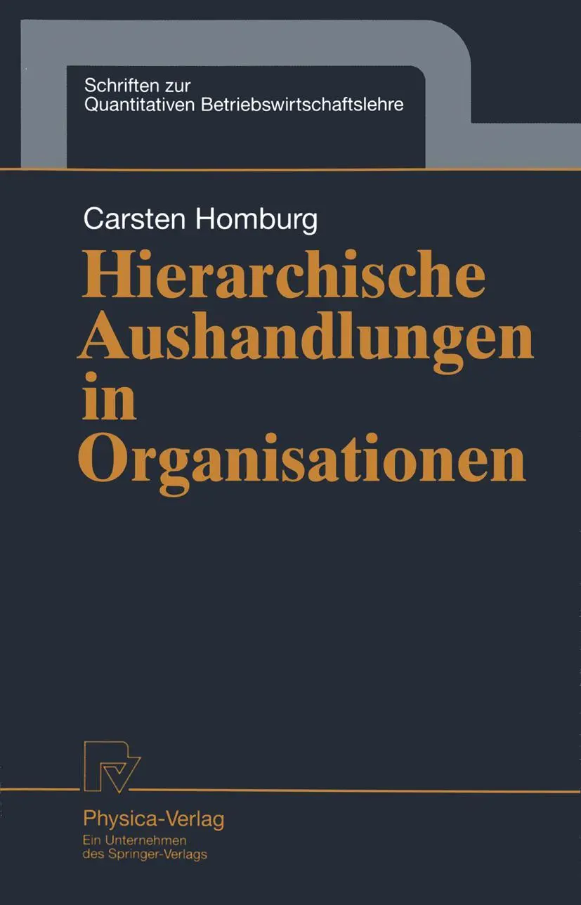 Cover: 9783790809527 | Hierarchische Aushandlungen in Organisationen | Carsten Homburg | Buch