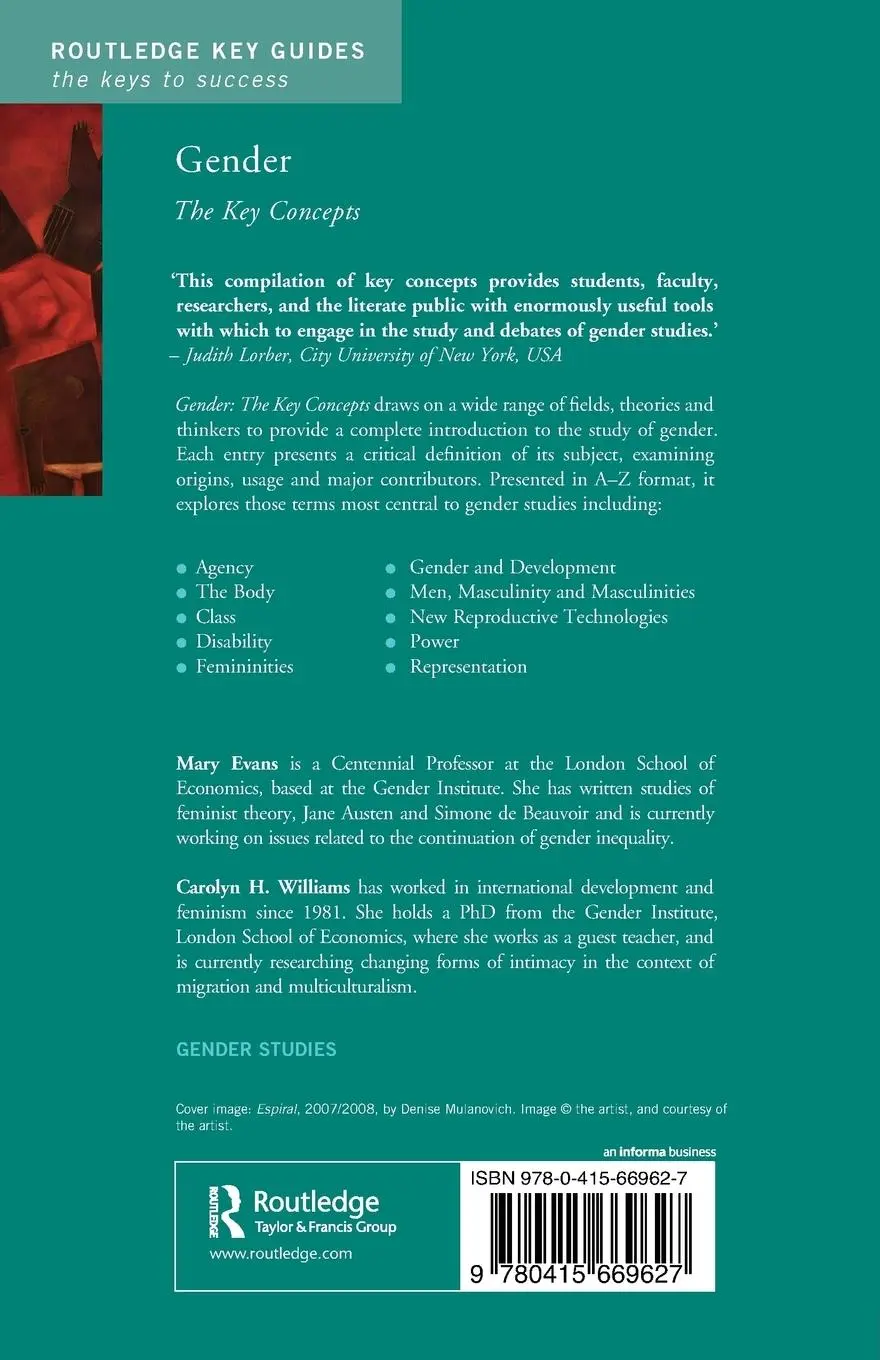 Rückseite: 9780415669627 | Gender | The Key Concepts | Mary Evans (u. a.) | Taschenbuch | 2012