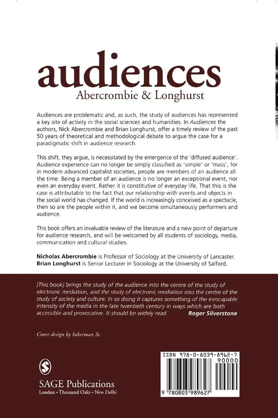 Rückseite: 9780803989627 | Audiences | A Sociological Theory of Performance and Imagination