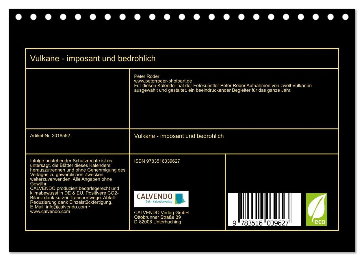Bild: 9783516039627 | Vulkane - imposant und bedrohlich (Tischkalender 2026 DIN A5 quer),...