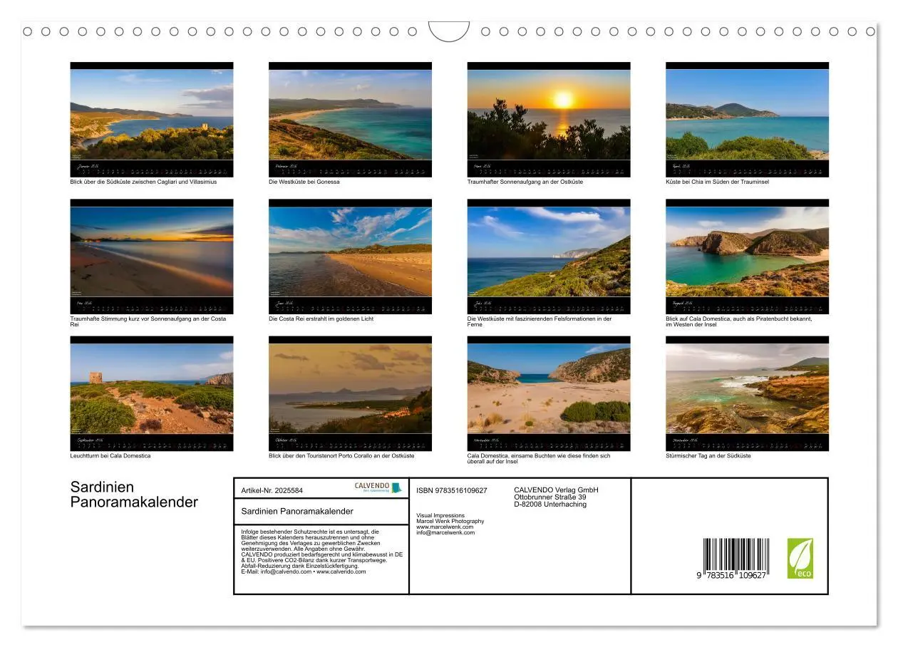 Bild: 9783516109627 | Sardinien Panoramakalender (Wandkalender 2026 DIN A3 quer),...