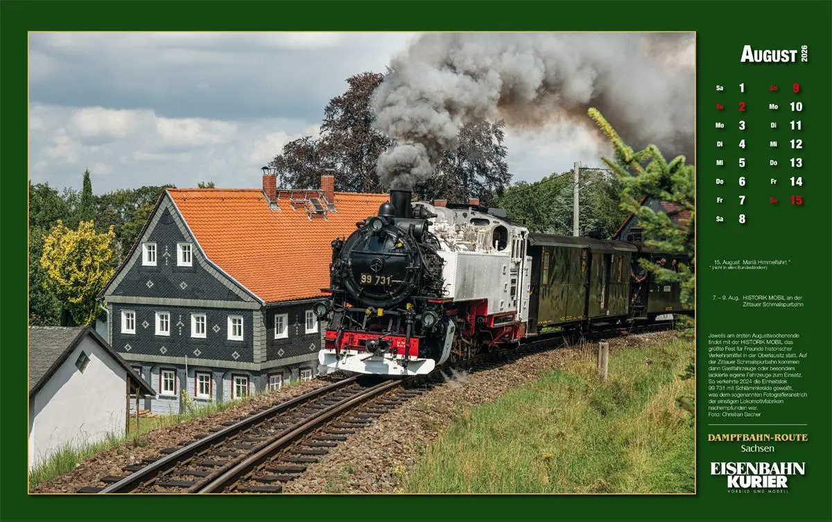 Bild: 9783844659627 | Dampfbahn-Route Sachsen 2026 | Kalender | 25 S. | Deutsch | 2026 Bild: 9783844659627 | Dampfbahn-Route Sachsen 2026 | Kalender | 25 S. | Deutsch | 2026