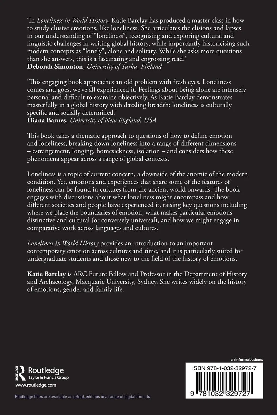 Rückseite: 9781032329727 | Loneliness in World History | Katie Barclay | Taschenbuch | Englisch