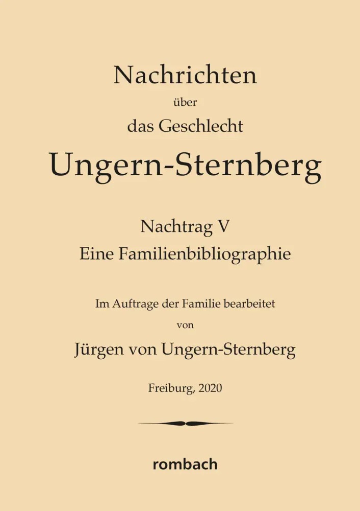 Cover: 9783793099727 | Nachrichten über das Geschlecht Ungern-Sternberg. Nachtrag V | Buch