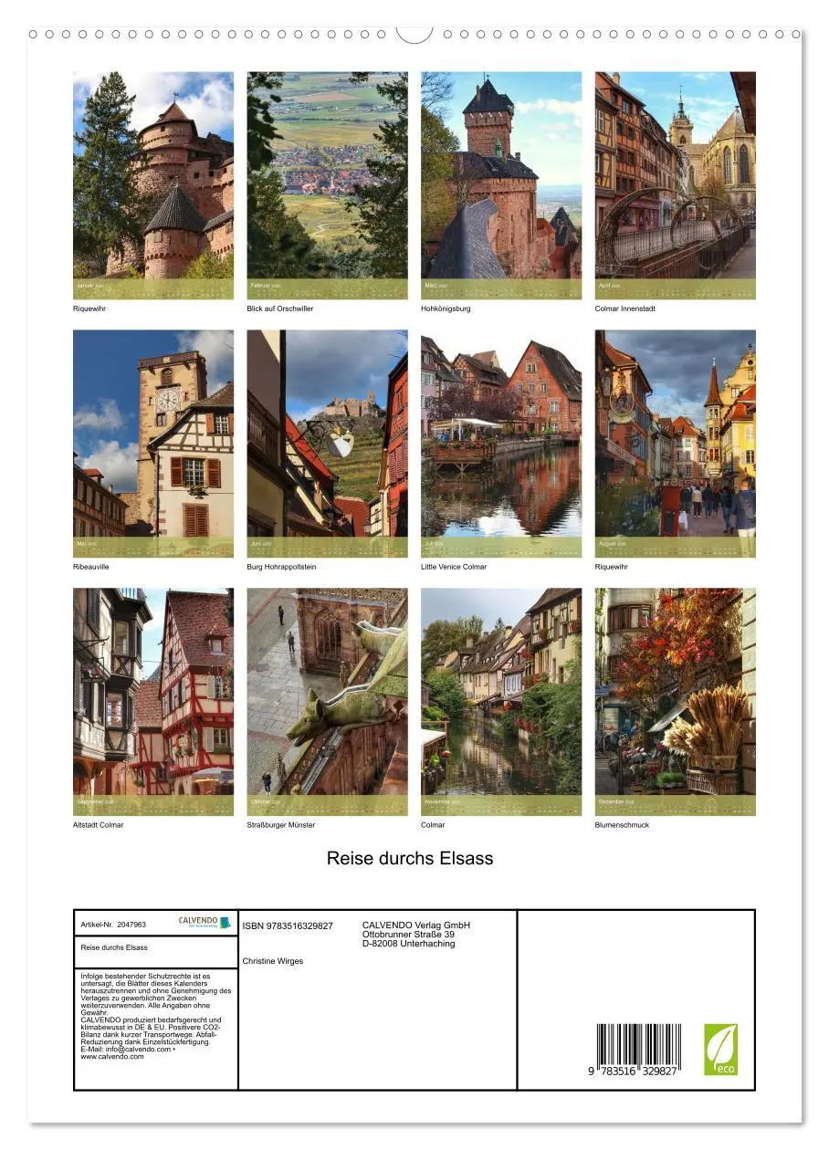 Bild: 9783516329827 | Reise durchs Elsass (hochwertiger Premium Wandkalender 2026 DIN A2...