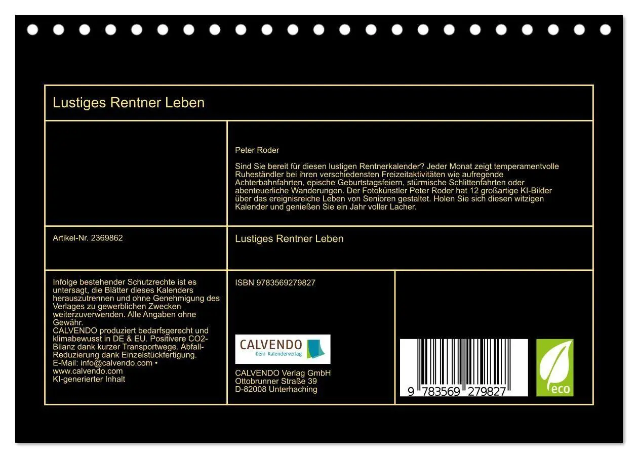 Bild: 9783569279827 | Lustiges Rentner Leben (Tischkalender 2027 DIN A5 quer), CALVENDO...