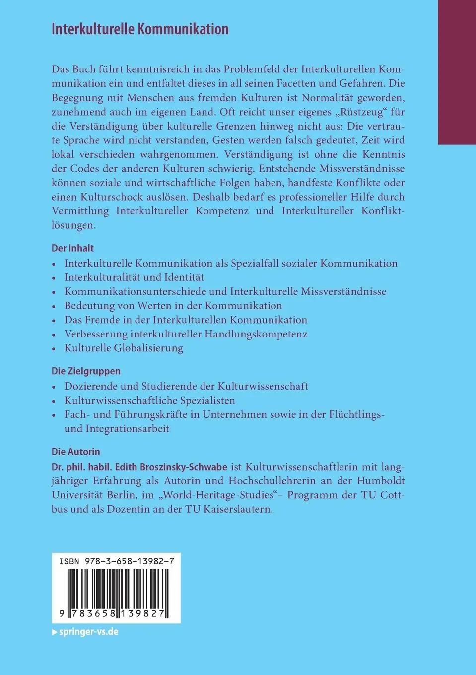 Rückseite: 9783658139827 | Interkulturelle Kommunikation | Missverständnisse und Verständigung