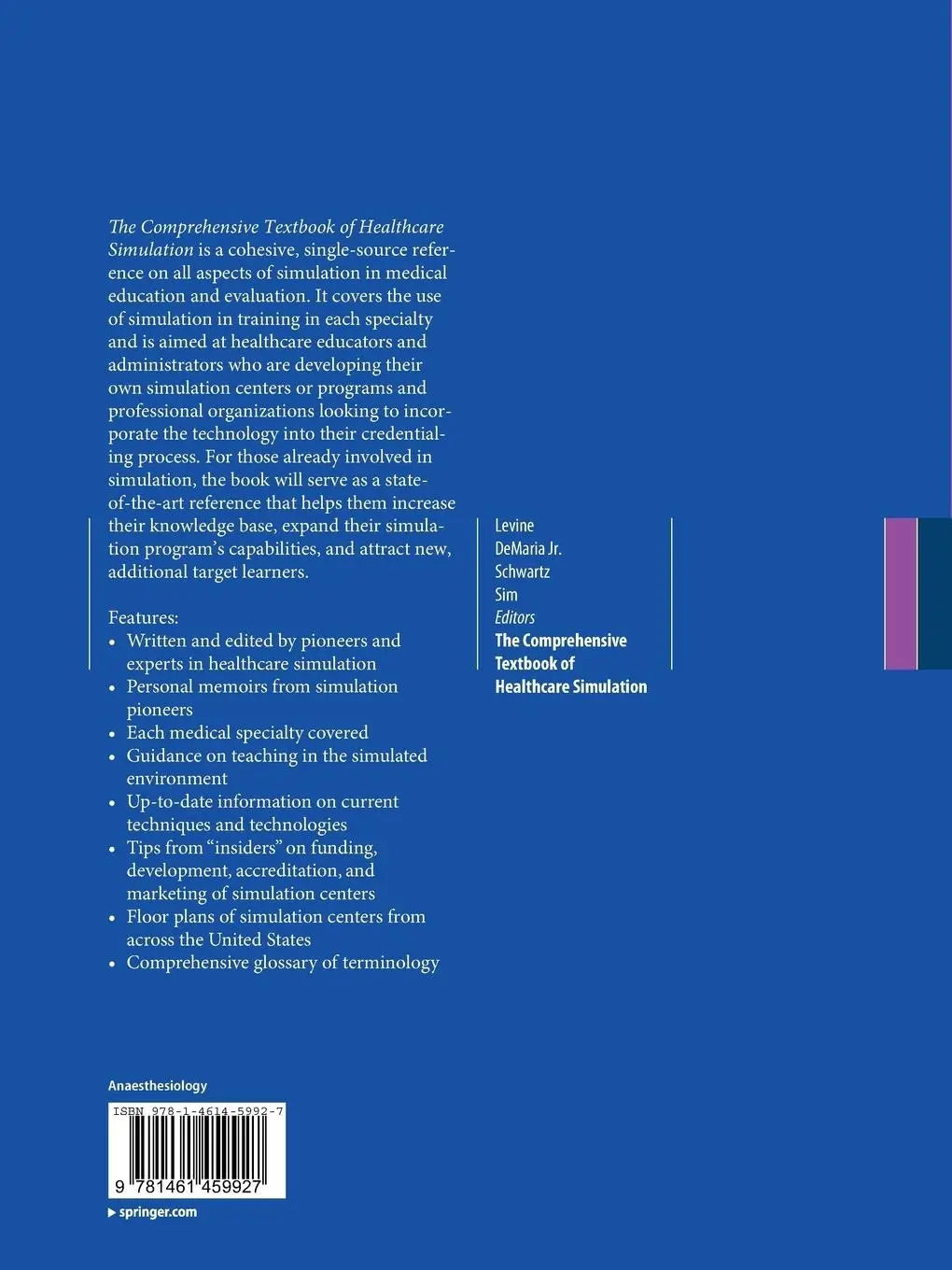 Rückseite: 9781461459927 | The Comprehensive Textbook of Healthcare Simulation | Levine (u. a.)