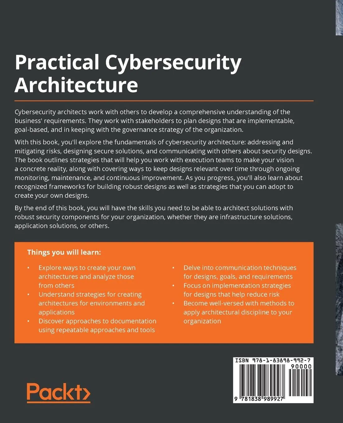 Rückseite: 9781838989927 | Practical Cybersecurity Architecture | Ed Moyle (u. a.) | Taschenbuch