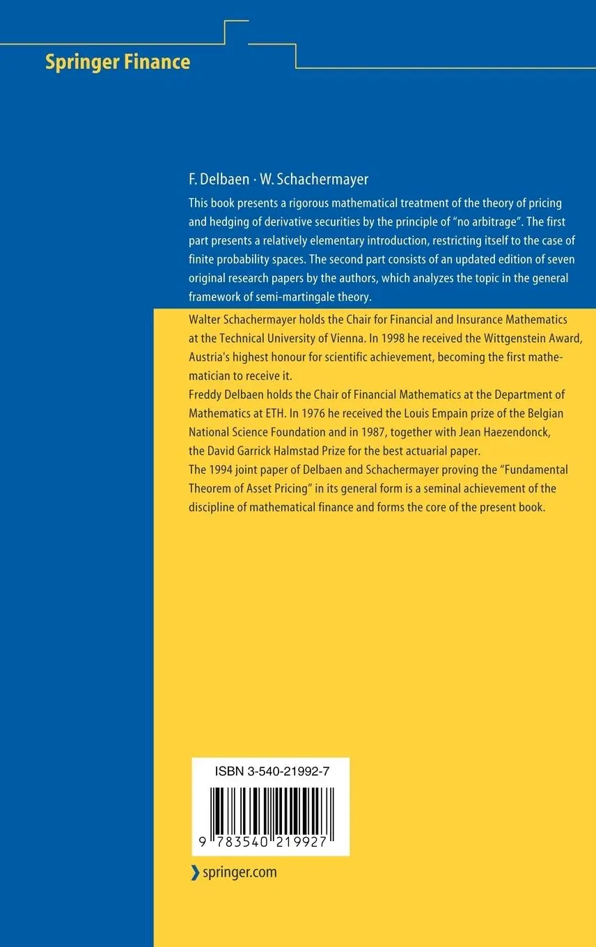 Rückseite: 9783540219927 | The Mathematics of Arbitrage | Walter Schachermayer (u. a.) | Buch