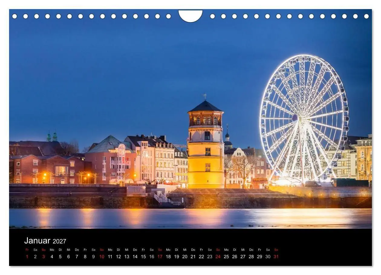 Bild: 9783594089927 | Düsseldorf bei Nacht (Wandkalender 2027 DIN A4 quer), CALVENDO...