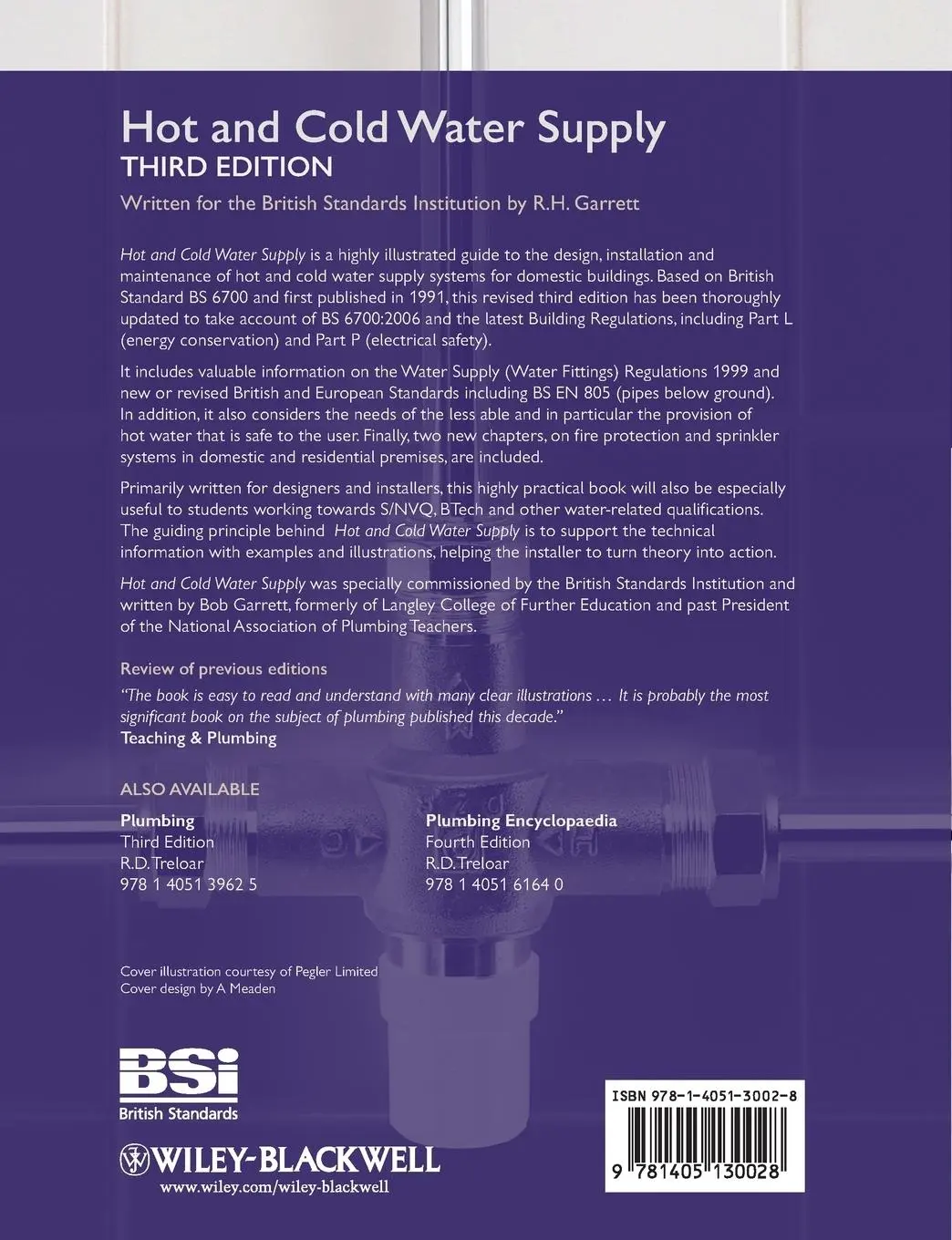Rückseite: 9781405130028 | Hot and Cold Water Supply | Bsi (u. a.) | Taschenbuch | Englisch