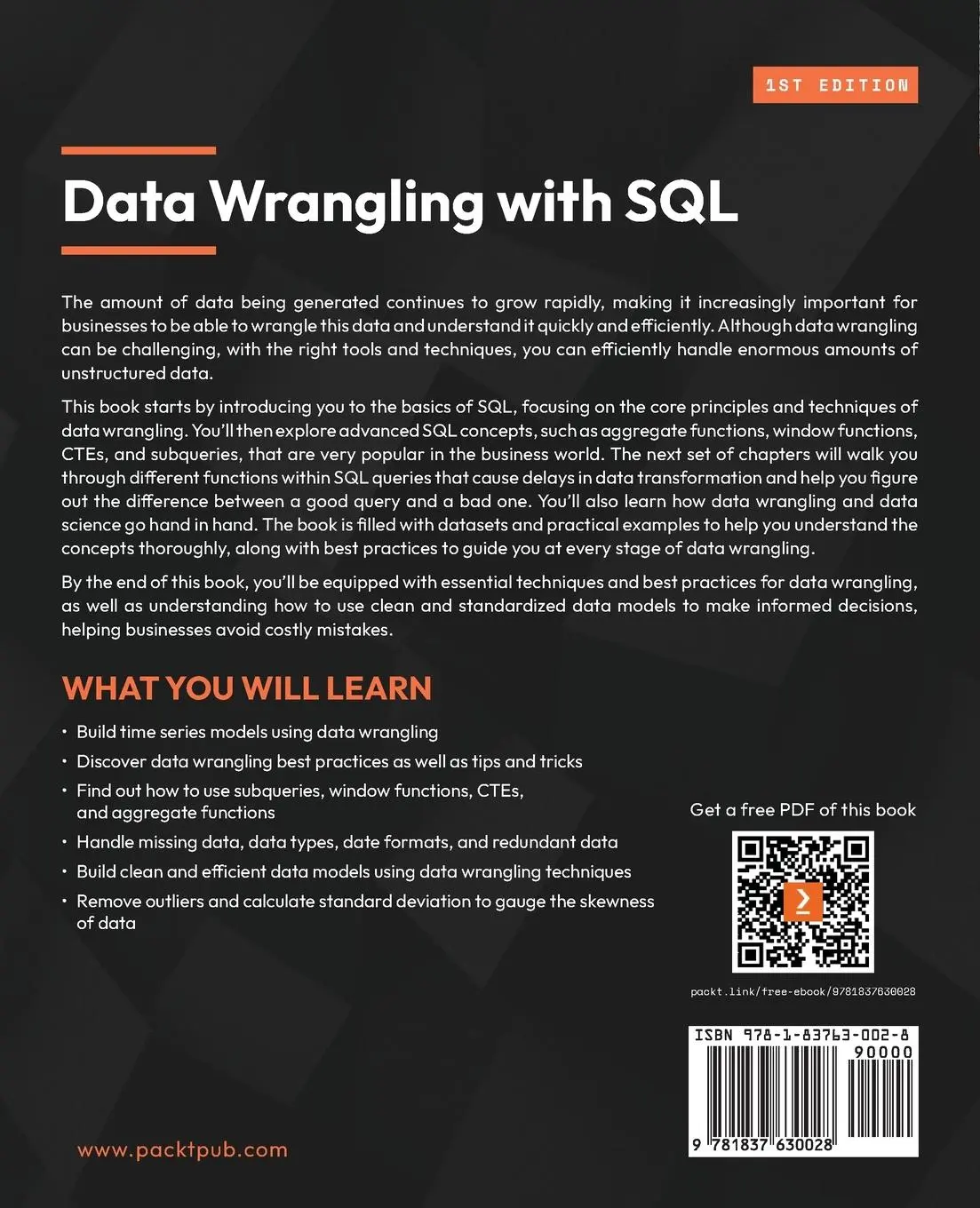 Rückseite: 9781837630028 | Data Wrangling with SQL | Raghav Kandarpa (u. a.) | Taschenbuch | 2023