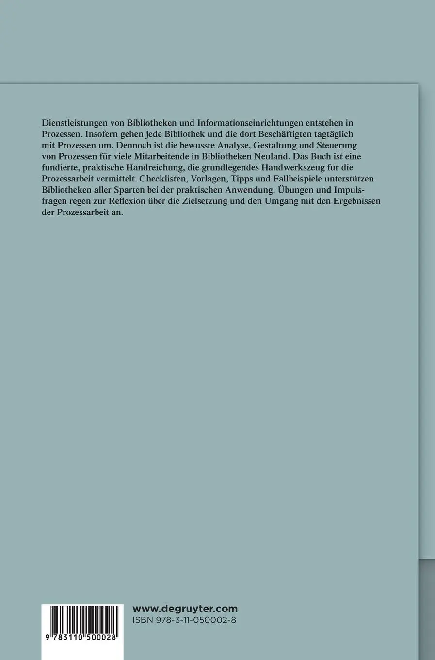 Rückseite: 9783110500028 | Praxishandbuch Prozessmanagement in Bibliotheken und Informations-...
