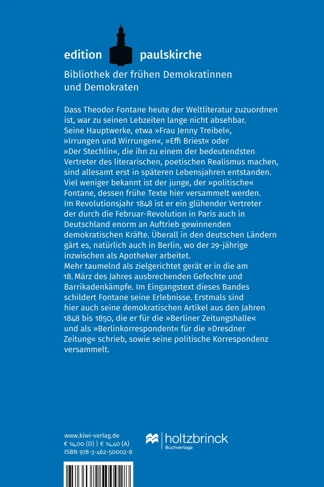 Rückseite: 9783462500028 | Nur in Freiheit wird man frei | Theodor Fontane | Taschenbuch | 192 S.