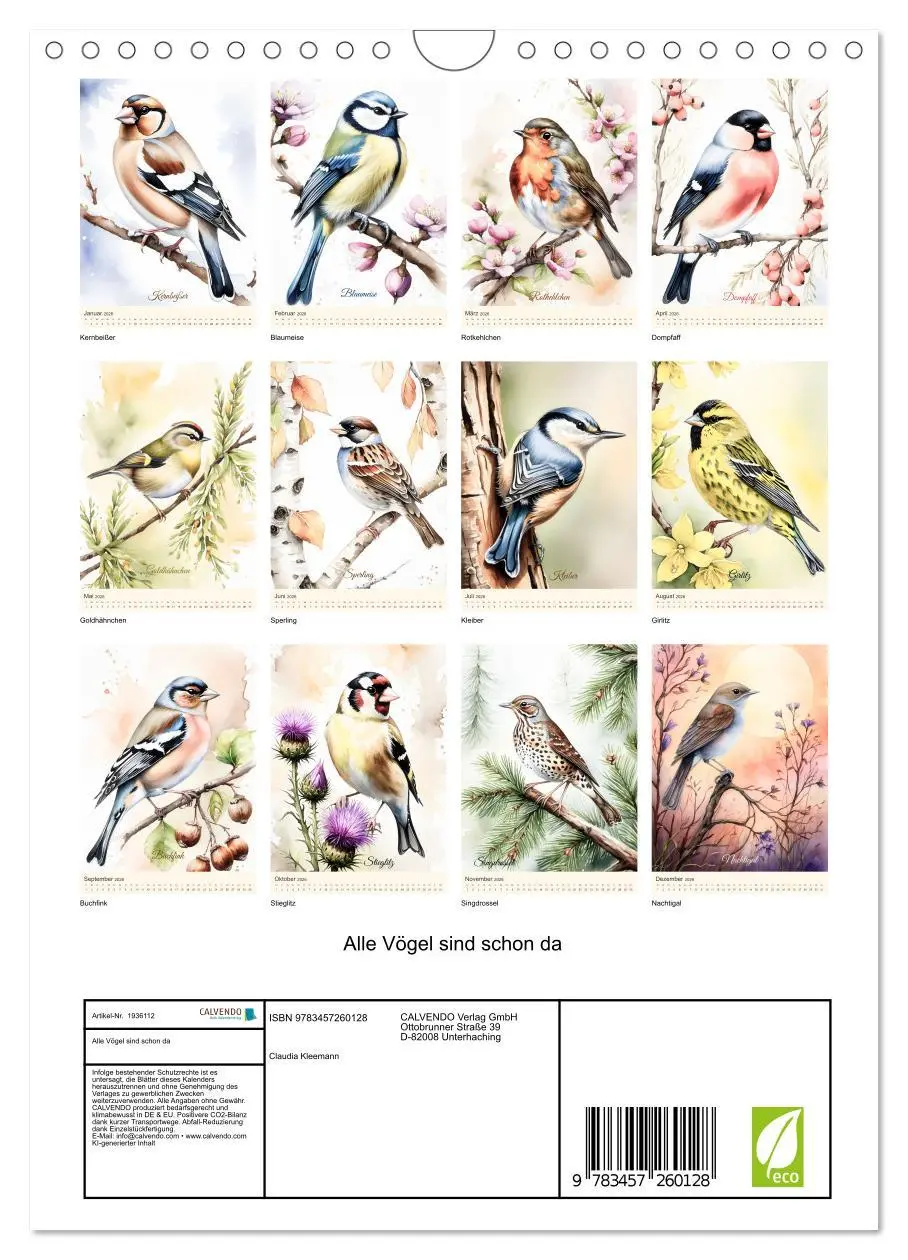 Bild: 9783457260128 | Alle Vögel sind schon da (Wandkalender 2026 DIN A4 hoch), CALVENDO...