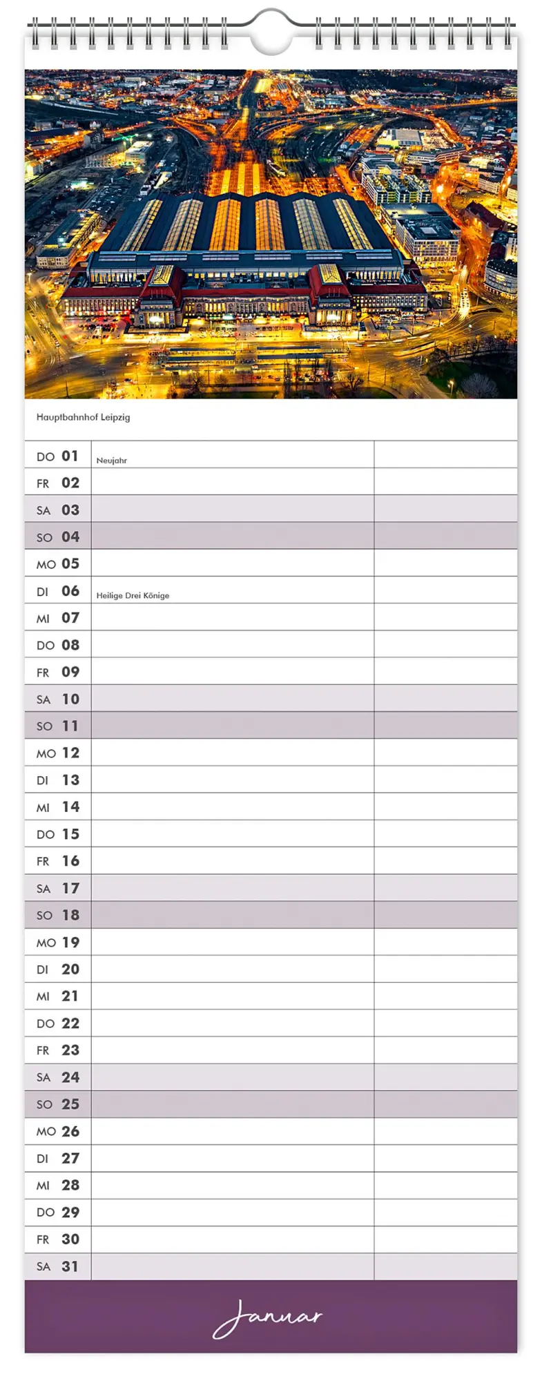 Bild: 9783910680128 | Küchenkalender Leipzig 2026 | 15 x 40cm weißes Kalendarium | Kalender