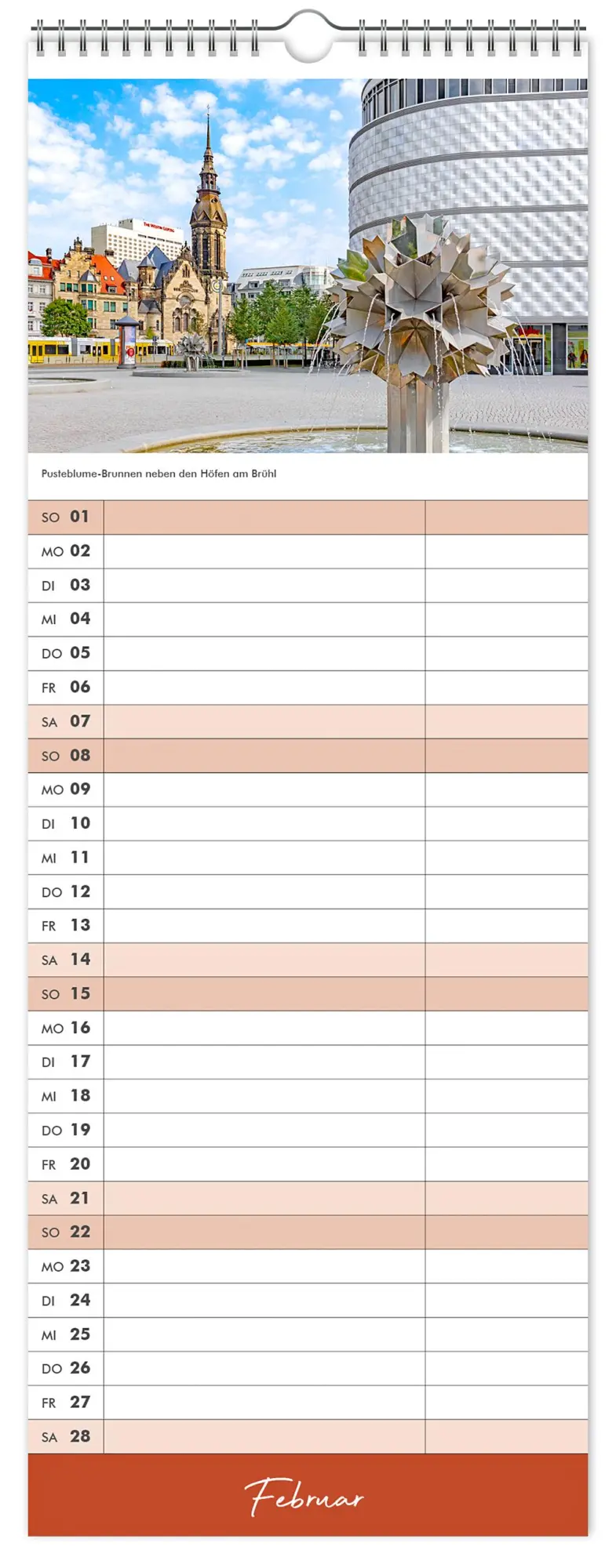 Bild: 9783910680128 | Küchenkalender Leipzig 2026 | 15 x 40cm weißes Kalendarium | Kalender