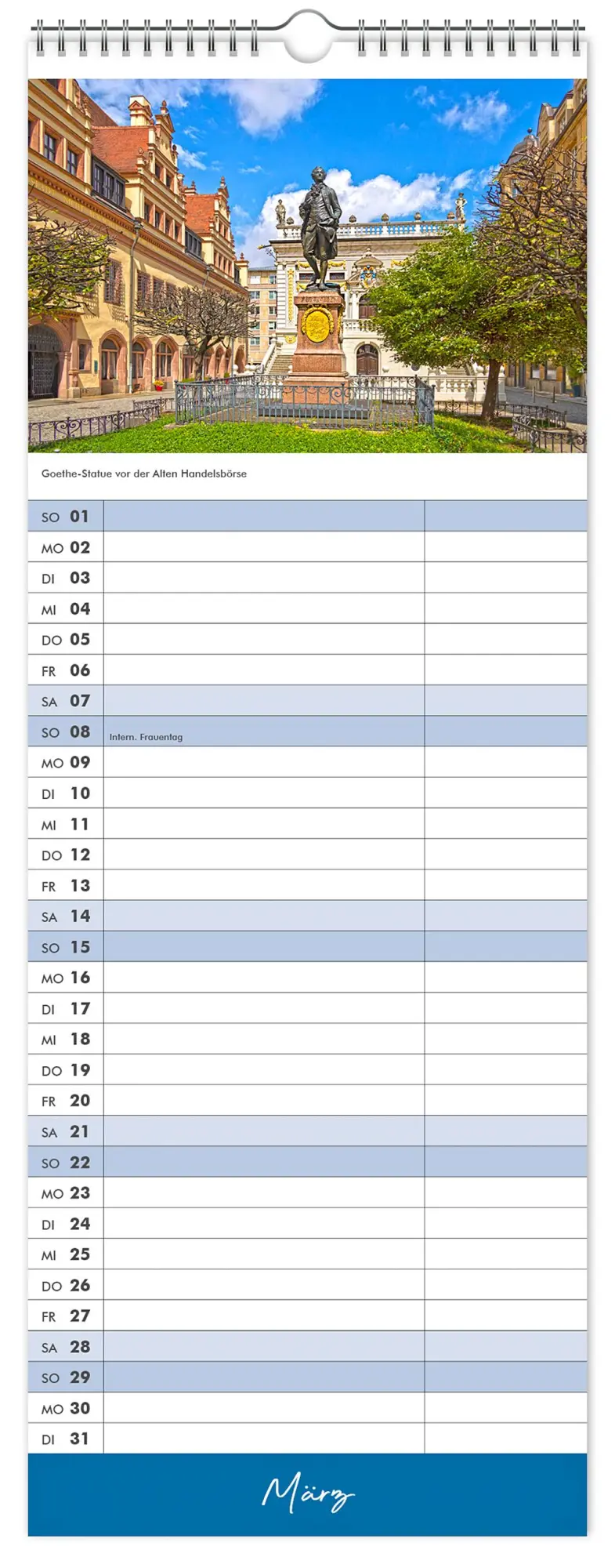 Bild: 9783910680128 | Küchenkalender Leipzig 2026 | 15 x 40cm weißes Kalendarium | Kalender