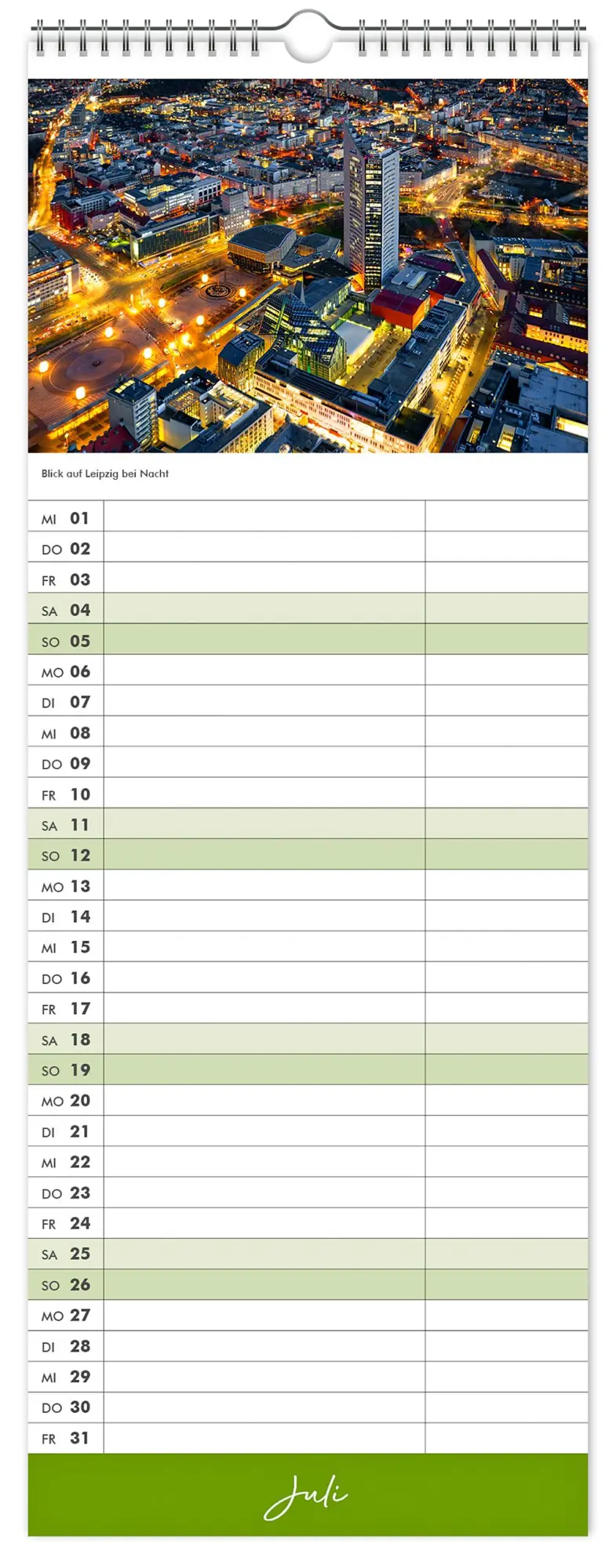Bild: 9783910680128 | Küchenkalender Leipzig 2026 | 15 x 40cm weißes Kalendarium | Kalender