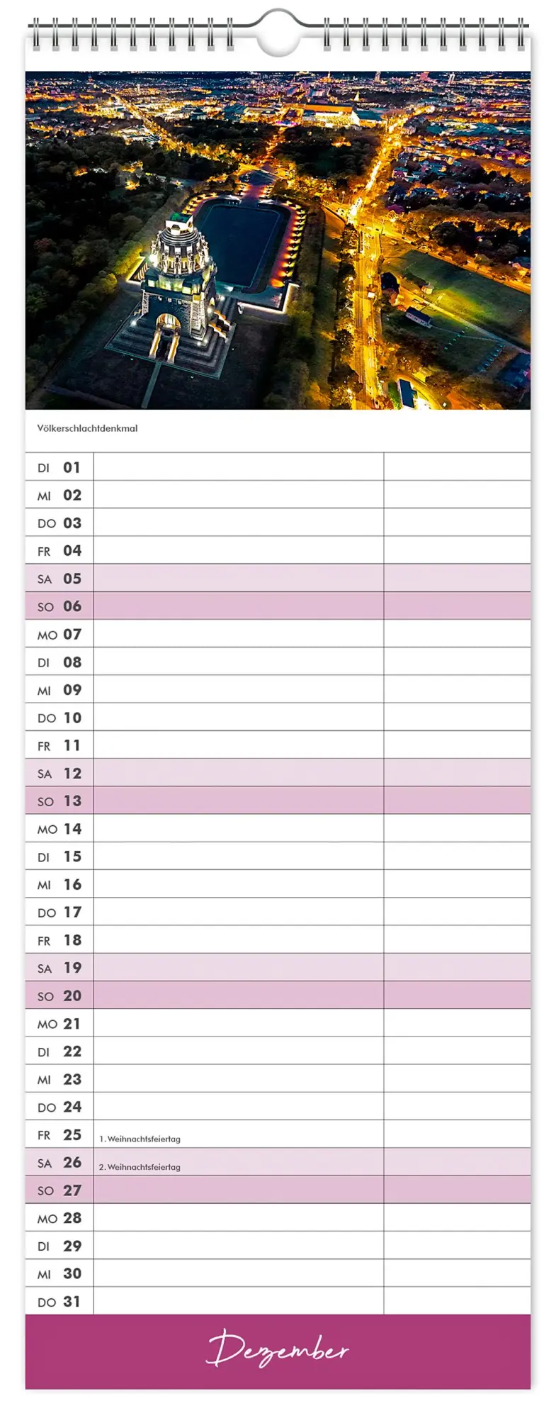 Bild: 9783910680128 | Küchenkalender Leipzig 2026 | 15 x 40cm weißes Kalendarium | Kalender