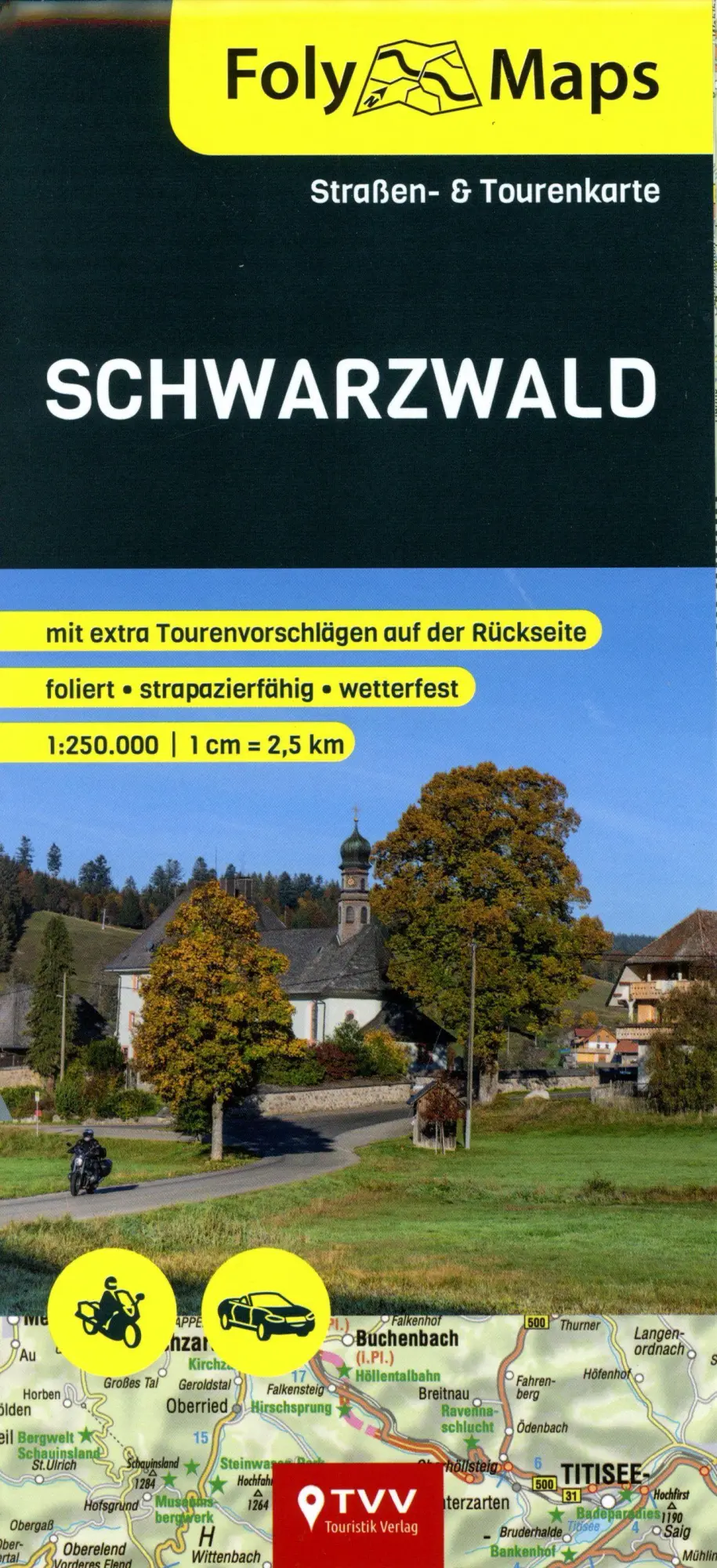 Cover: 9783965990128 | FolyMaps Karte Schwarzwald 1:250 000 | Straßen- und Tourenkarte | 2022
