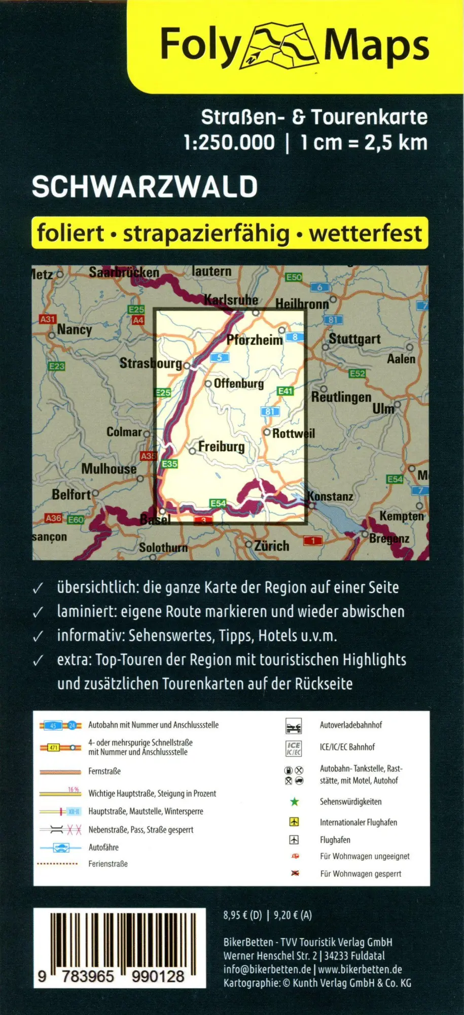 Bild: 9783965990128 | FolyMaps Karte Schwarzwald 1:250 000 | Straßen- und Tourenkarte | 2022