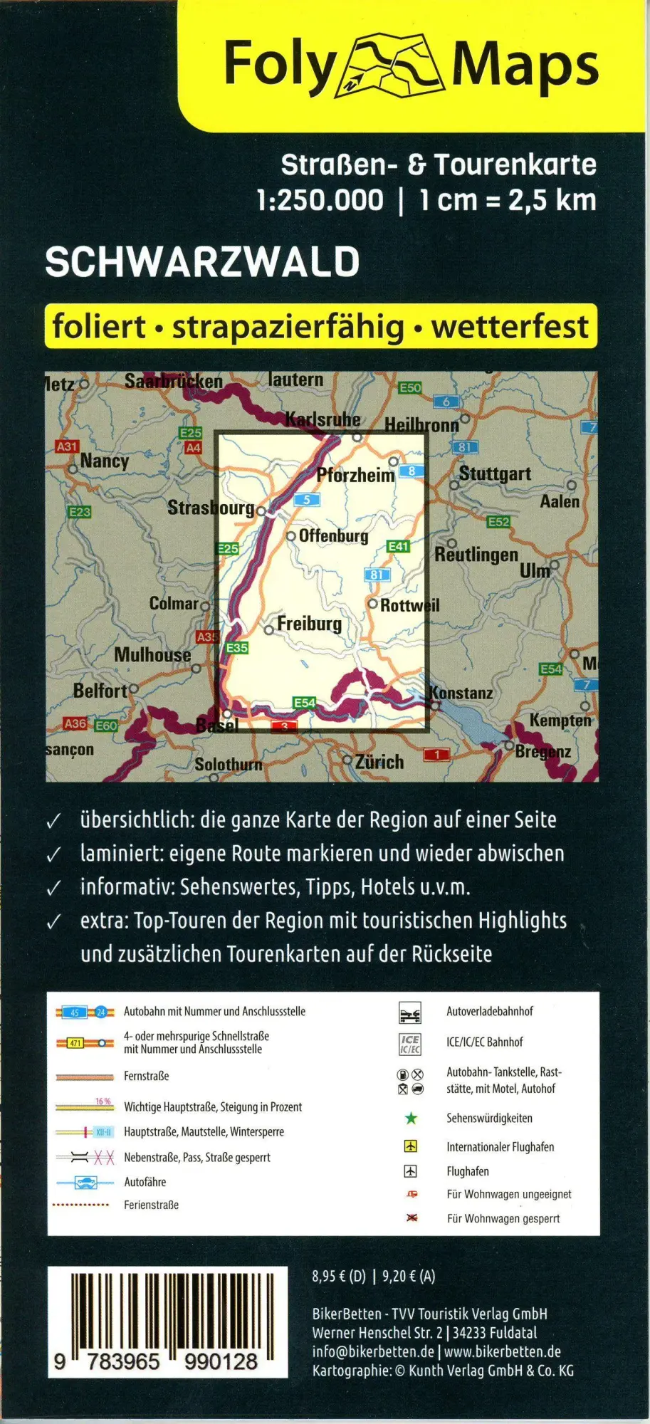 Bild: 9783965990128 | FolyMaps Karte Schwarzwald 1:250 000 | Straßen- und Tourenkarte | 2022