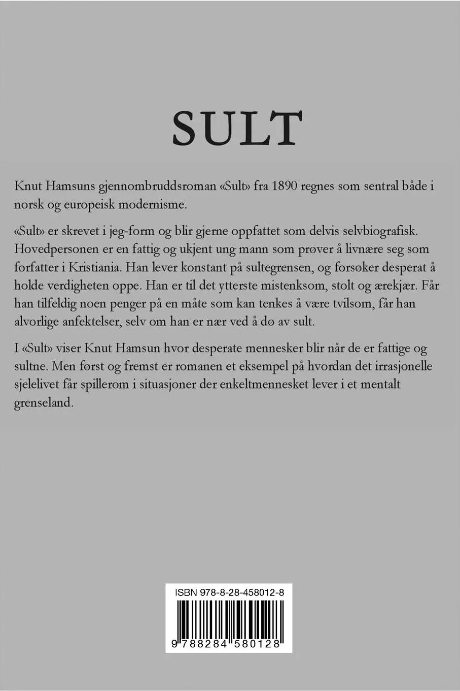 Rückseite: 9788284580128 | Sult | Knut Hamsun | Taschenbuch | 2024 | Blurb | EAN 9788284580128