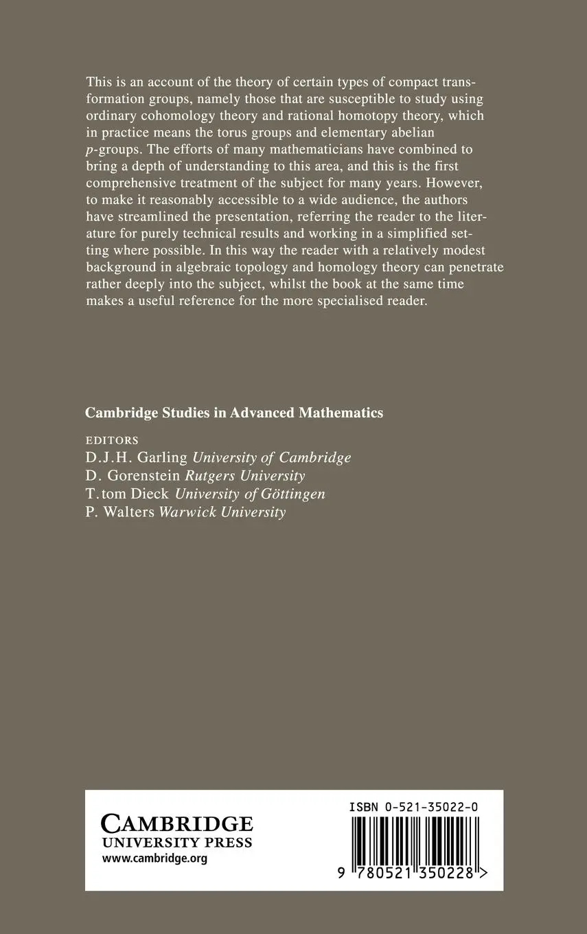 Rückseite: 9780521350228 | Cohomological Methods in Transformation Groups | C. Allday (u. a.)